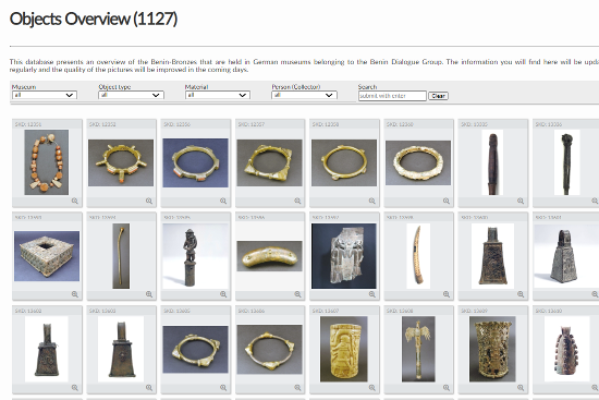  Website der Kontaktstelle für Sammlungsgut aus kolonialen Kontexten zu Benin-Bronzen